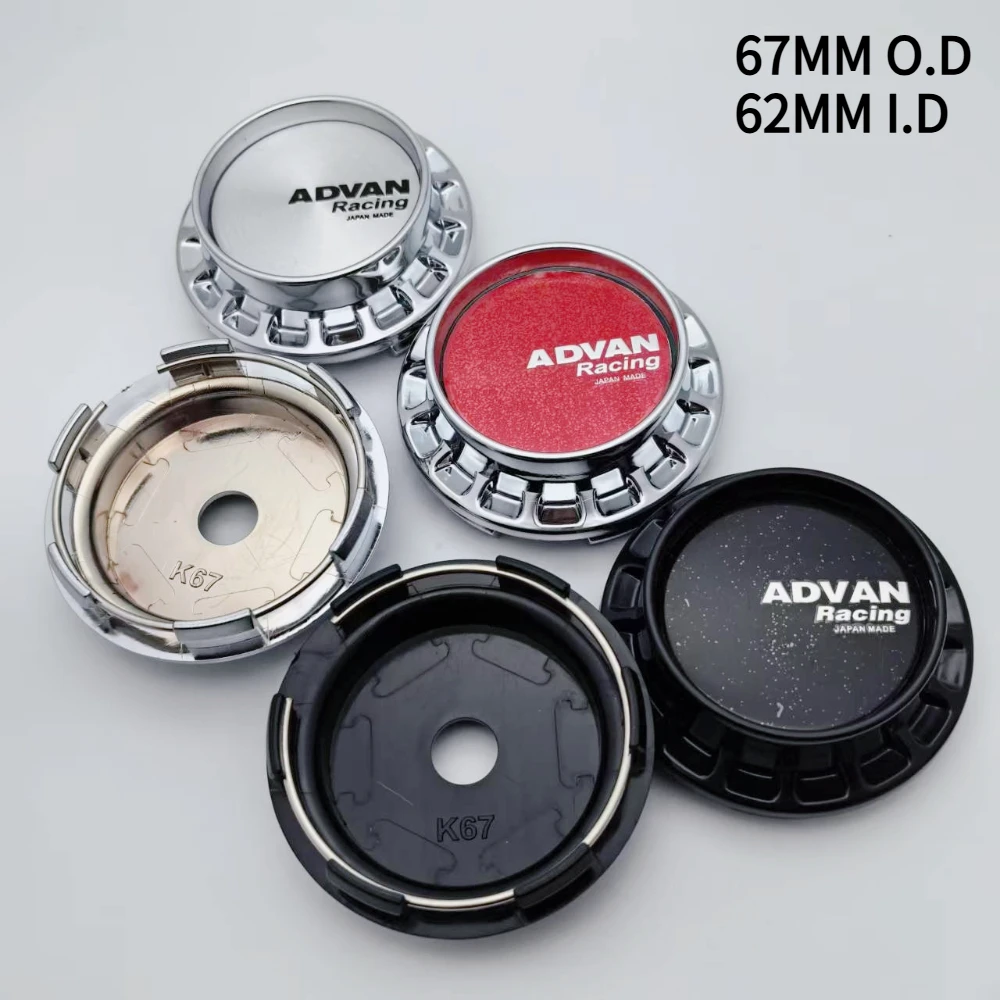 

4pcs 67MM O.D / 62MM I.D Advan Racing Logo Emblem Car Wheel Center Caps Rim Hubcaps Wheels Hub Centre Cover Replace Accessories