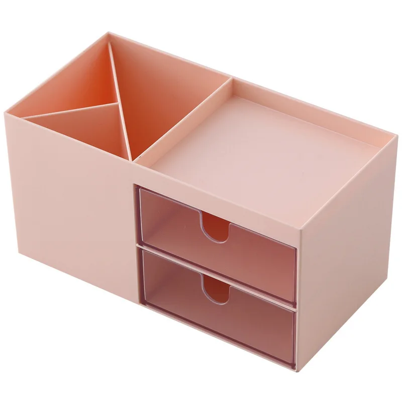 Desktop Pen Holder Storage Box Multifunctional Stationery Organizer Box Transparent Drawer Jewelry Cosmetic Storage For Girl