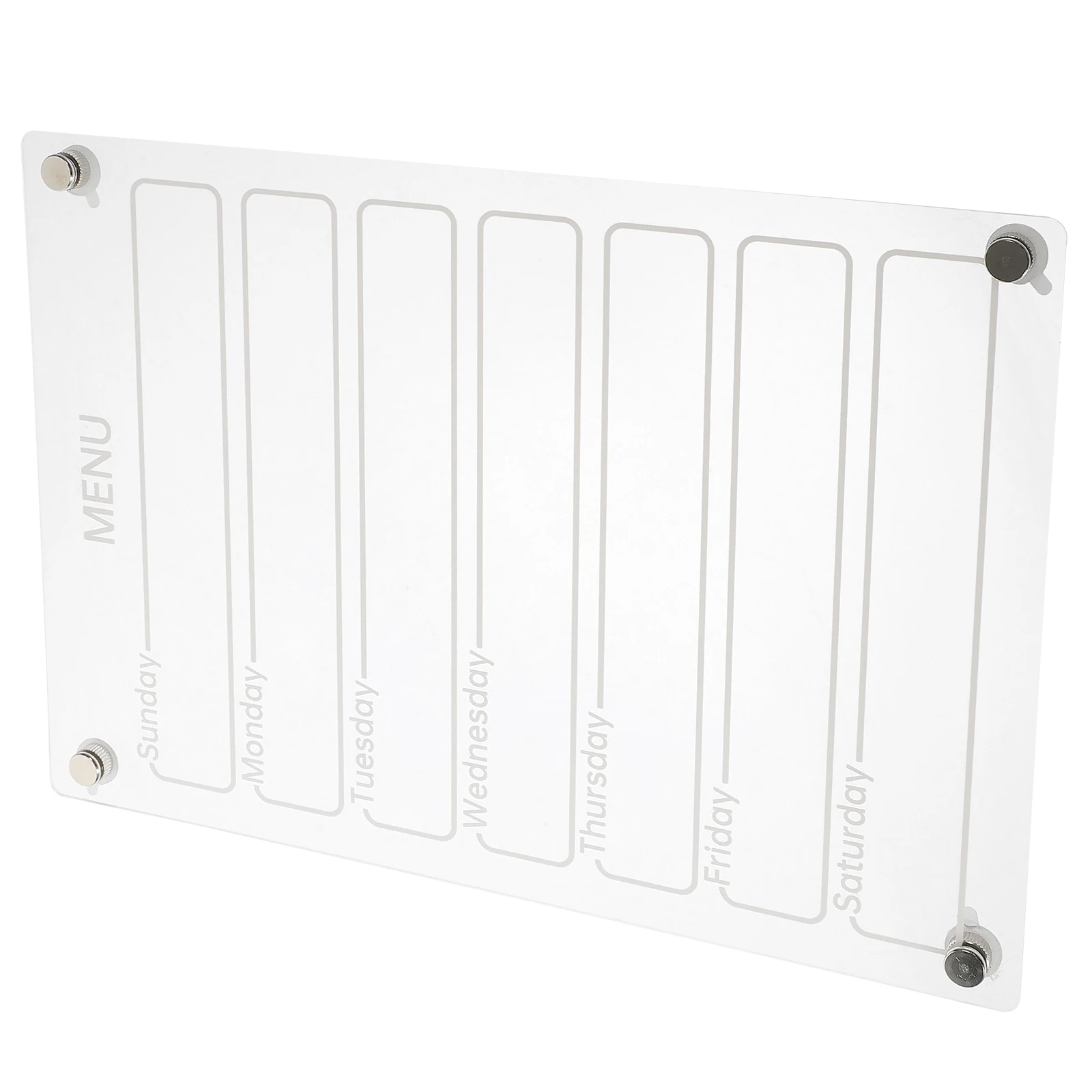 

Weekly Transparent Magnetic Acrylic Menu Planner Board Erasable Dry Erase Board for Kitchen Use Fridge Planner