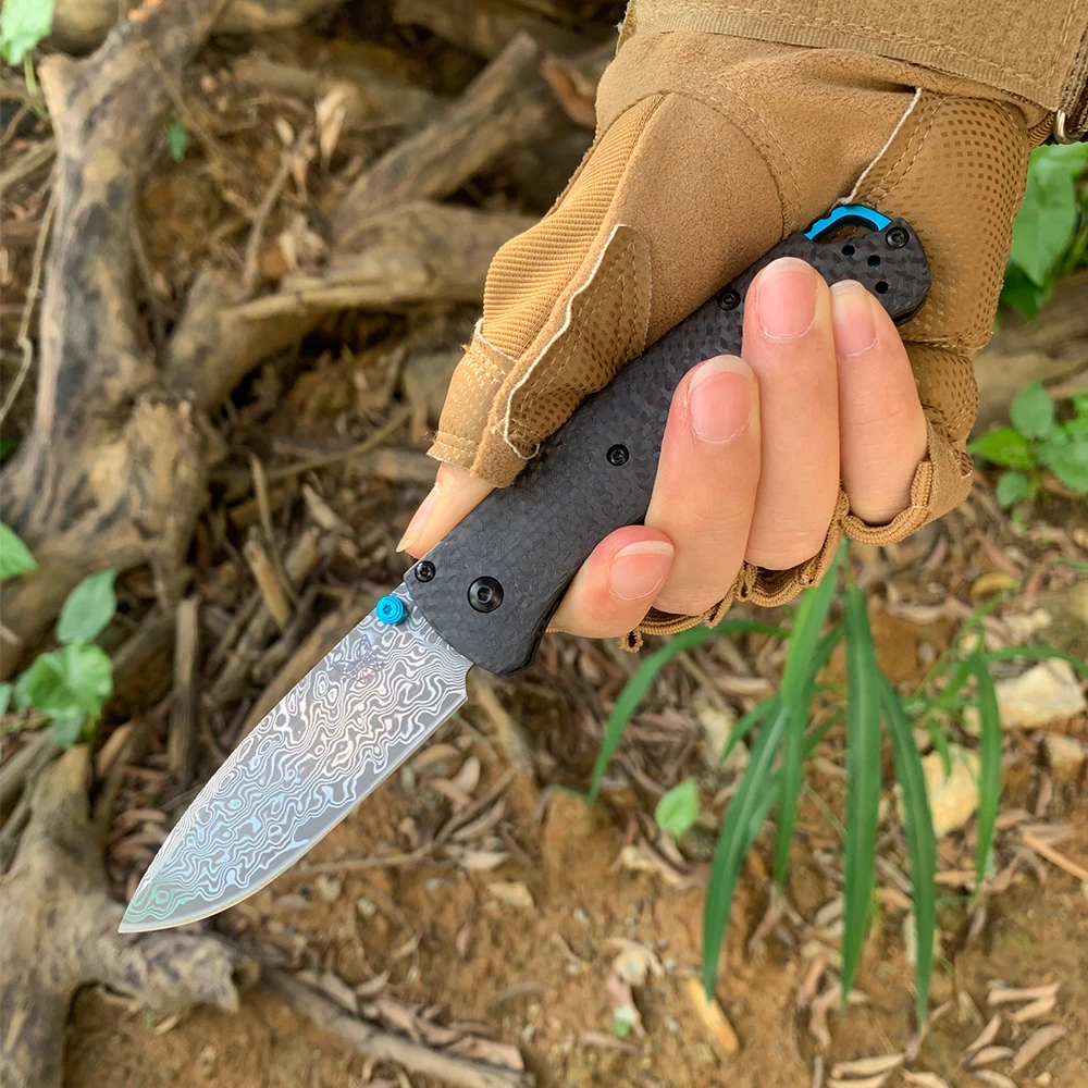 

BM 535 Folding Tactical Knife Damascus Steel Blade Carbon Fiber Handle Pocket Outdoor Camping Durable Self-defense Knives Tools