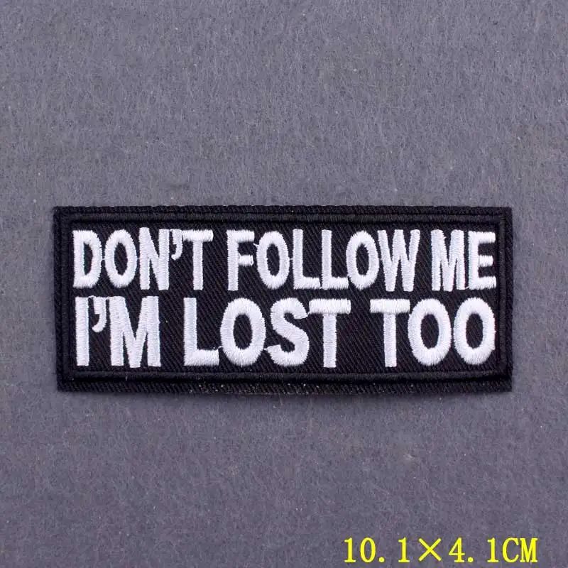 Embroidery Patch Black and white Iron On Patches For Clothing DIY Slogan Badges On Backpack Hippie Hook Loop Patches On Clothes