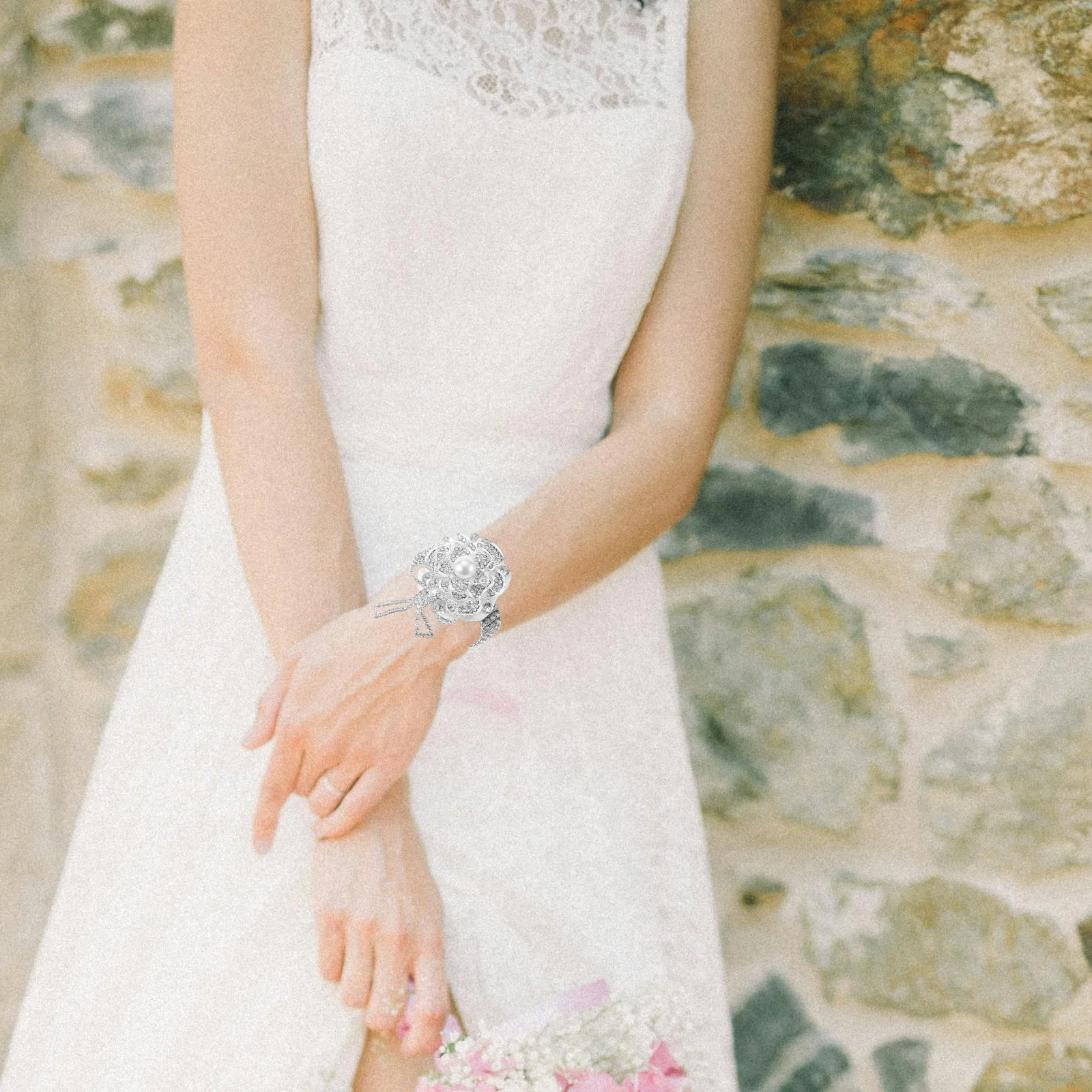 

Prom Flower Wrist Corsage Rhinestone Wedding Accessory Elegant Bridal Party Dazzling Jewelry Prom Flower Wrist Corsage