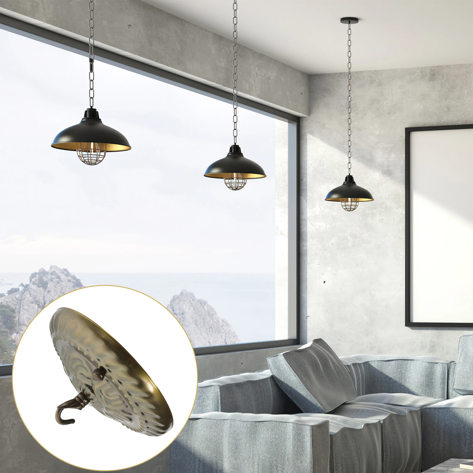 

Iron Chandelier Canopy Hook Retro Cover Plate Light Fixture Mounting Bracket Pendant Lamp Accessories Ceiling Base Strong