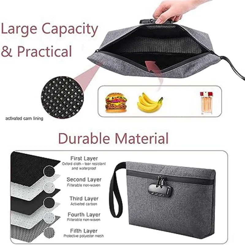 

L72A-2X Money Bag With Lock, Lockable Cash Bag, Waterproof Bank Bag With Zipper And Lock For Cash, Cell Phone A