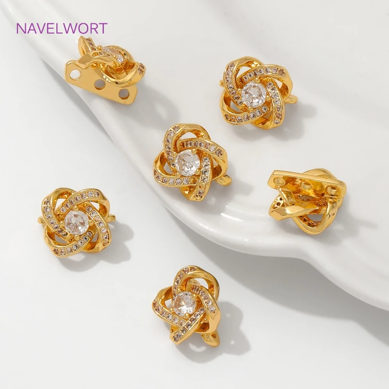18K Gold Plated Inlaid Zircon Beads Separators Connector,Brass 2/3 Hole Spacer Separators For DIY Beading Jewelry Accessories