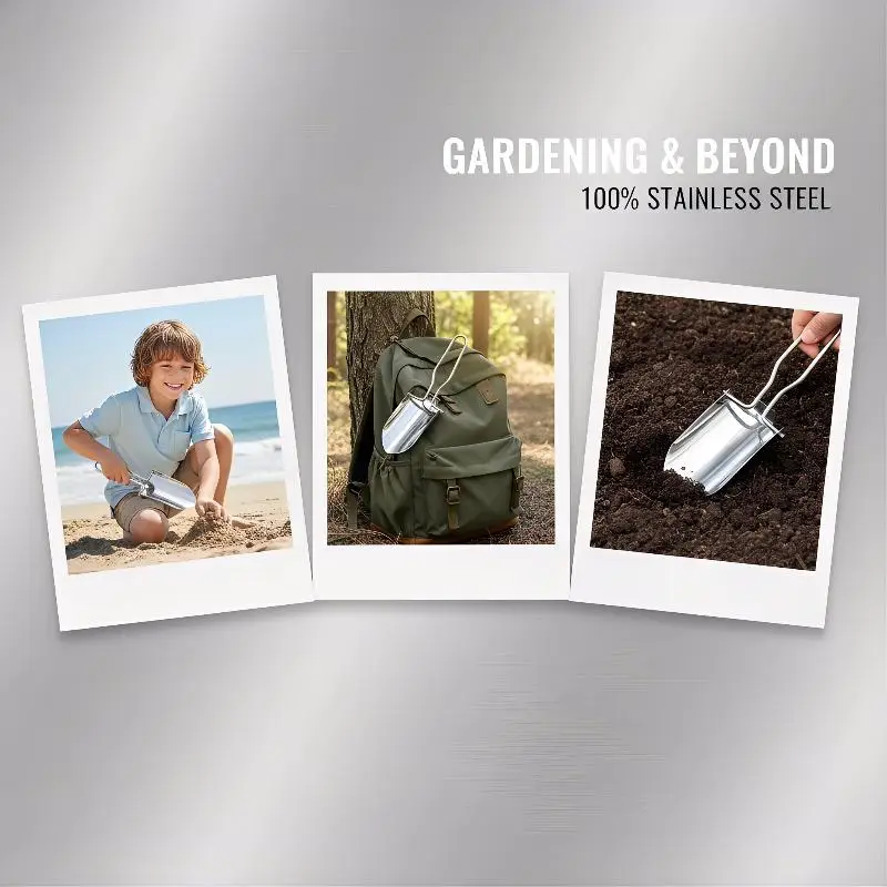 

1/2pcs Stainless Steel Folding Gardening Shovel Spade Multifunctional Portable Garden Planting Transplanting Tool