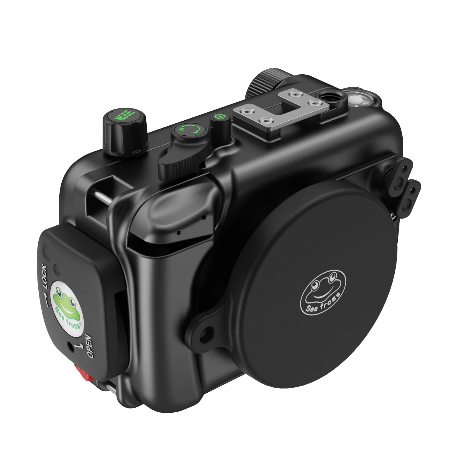 Capa para olympus TG-7 100m/382ft seafrogs caixa de câmera subaquática (preto) material de liga de alumínio sapo marinho 2025 modelo mais recente