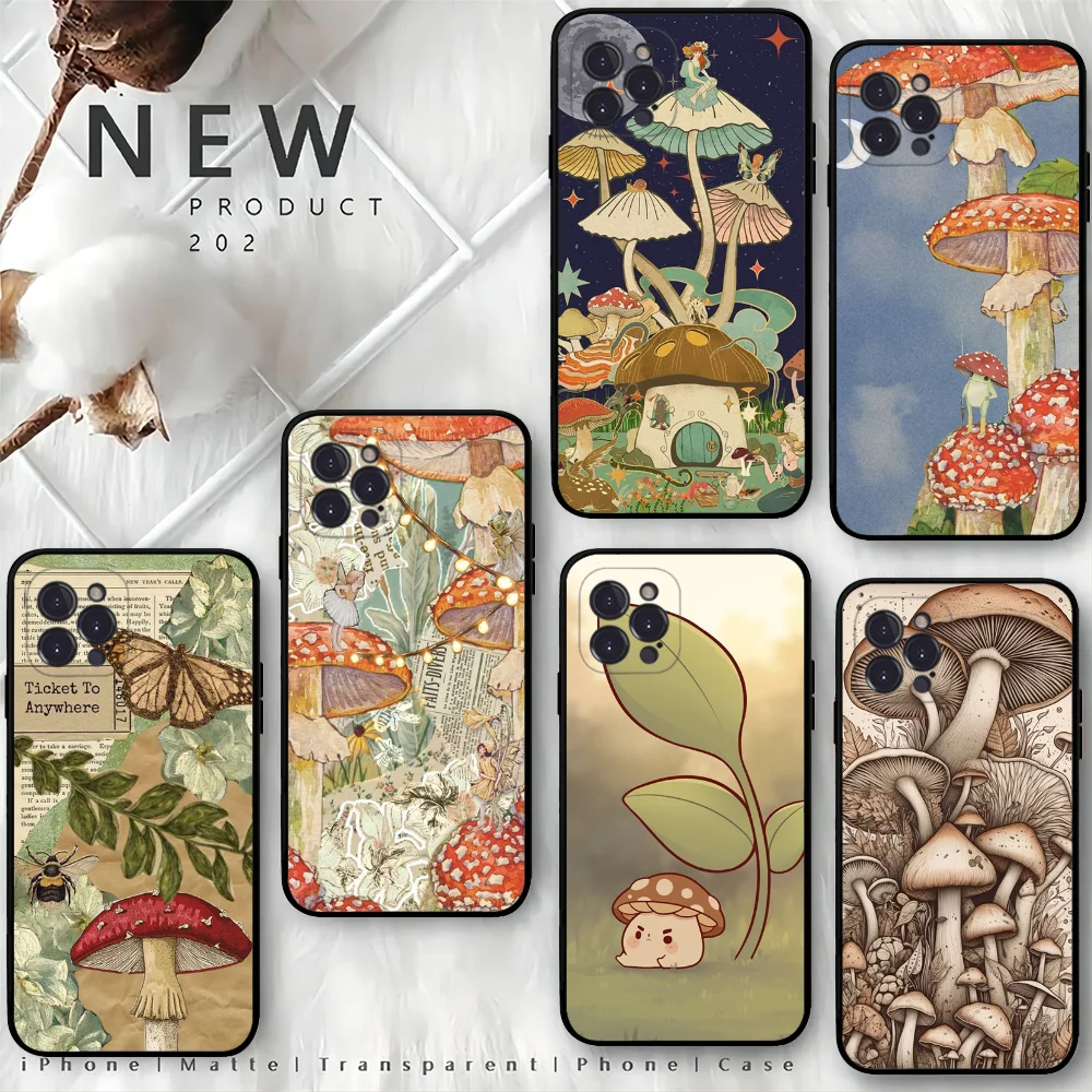 Mushroom cute Phone Case For iPhone 15 14 11 12 13 Mini Pro XS Max Cover 6 7 8 Plus X XR SE 2020 Funda Shell