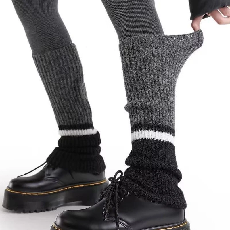 

Зимние повседневные теплые гетры, вязаные мягкие чехлы для ботинок JK Lolita, носки в стиле ретро, кашемировые цветные блокирующие длинные чехлы для ног