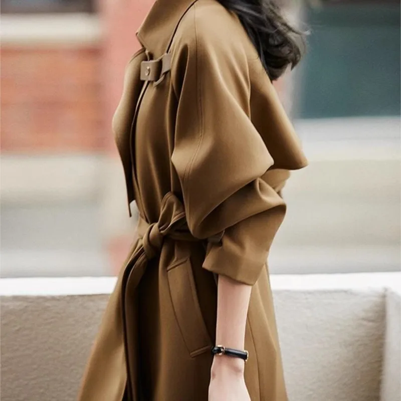 

Khaki Trench Coat Women's New Mid-Length Small Beautiful Overcoat