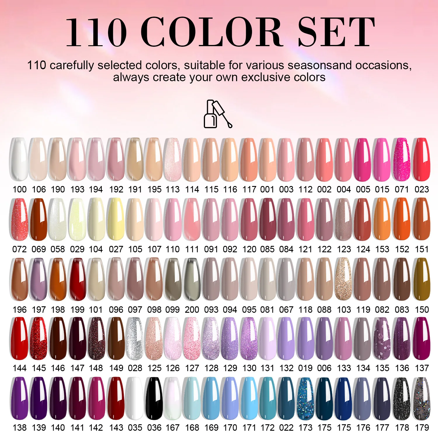 LIMEGIRL 120Pcs Gel Nail Polish Set 8ML Semi Permanent UV LED Varnish Nail Set Base Coat and Top Coat Nail Art Manicure