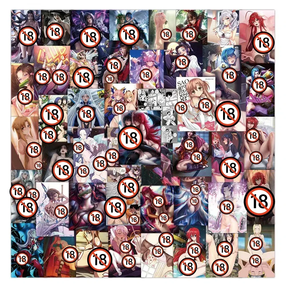 50 Stuks Waifu Hentai Anime Sexy Meisjes Schattige Veelzijdige Waterdichte Stickers (18 +)