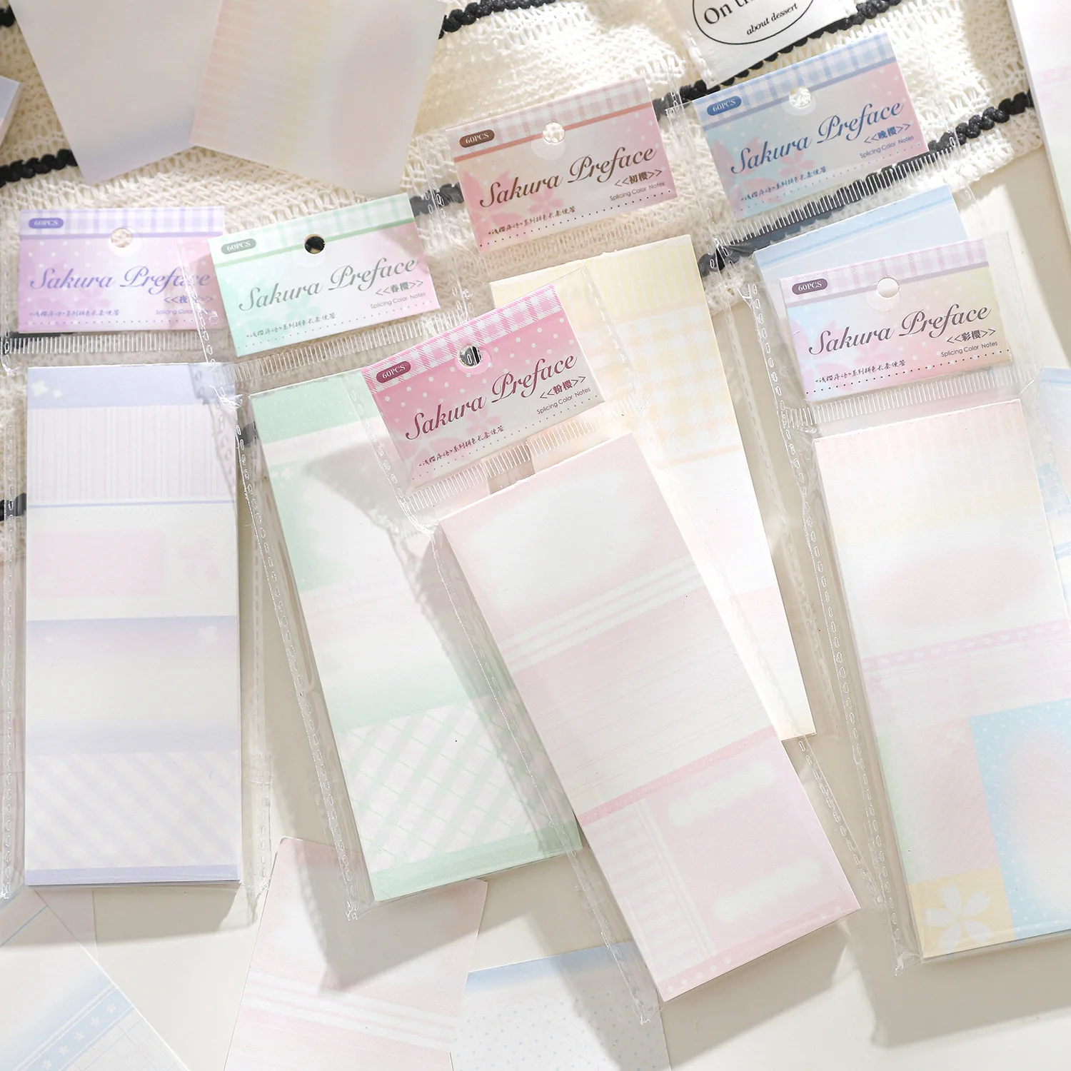 6packs/lot Memo Pads Material Paper Preface to Shallow Cherry Blossoms Junk Journal Scrapbooking Retro Background Decoration