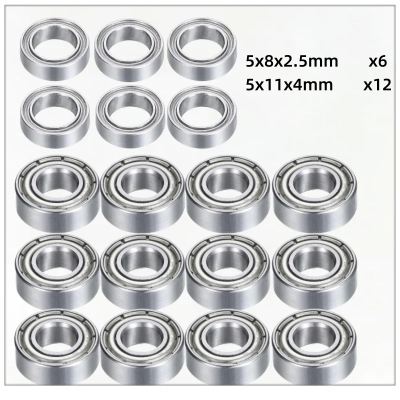 18Pcs Mini Sealed Ball Bearing Set for Tamiya M‑05 M‑06 M‑Chassis 1/10 RC FWD Car MR85 MR115 Upgrade Replacement Kit