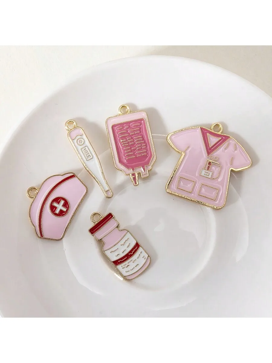 5PCS Mixed Nurse Medical Set Pendants for Jewelry Making DIY Necklaces Bracelets Keychains Craft Making, Medical Theme Pendants