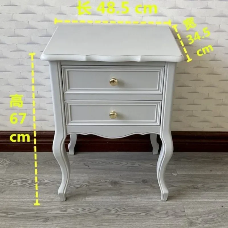 European and American Nordic light luxury high-end gray bedside table metal handle drawer complete storage cabinet