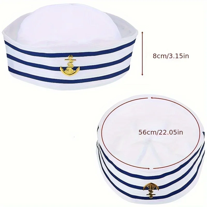 1/3/6 pieces of blue striped sailor hats, white striped sailor navy hats, captain role-playing party, yacht party hats