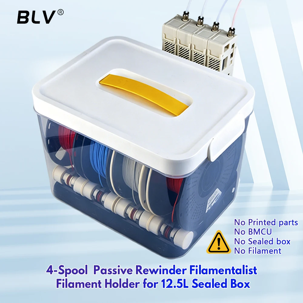 

BLV® 4-Spool Passive Rewinder Filamentalist Filament Holder for 12.5L Sealed Box Moisture-ProofStorage for MMU AMS BMCU 370C DM