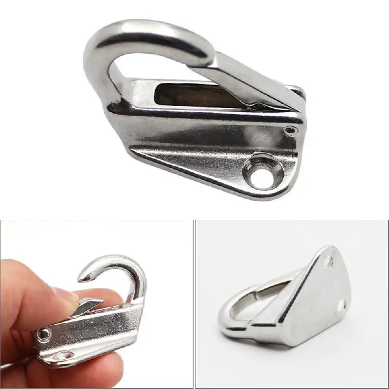 2 X Marine 316 Stainless Steel Spring Snap Fending Hook Boat Hardware Marine Boat Spring Locked Hooks Ready Stock