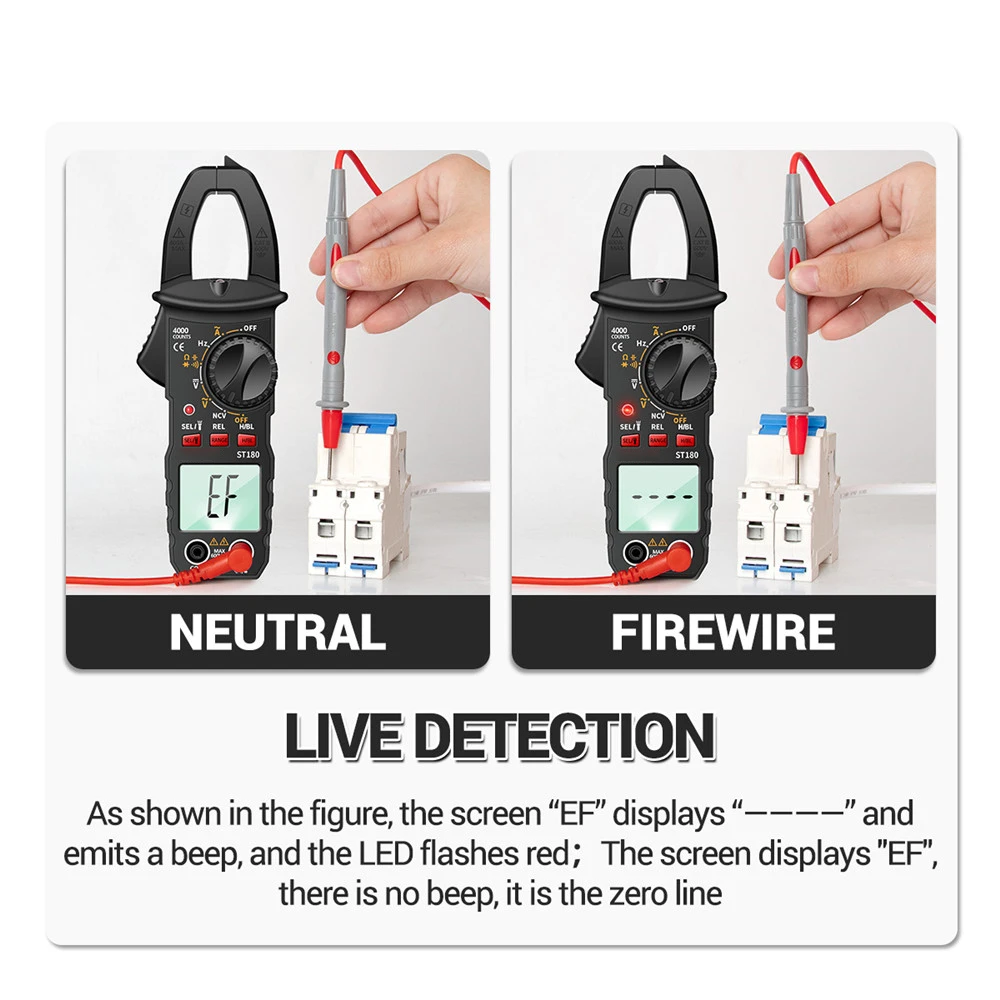 Podofo 4000 Counts Digitales Zangenmultimeter mit Auto-Range-Funktion, Handheld-Stromzangenmessgerät, NCV-Stromfrequenzdetektor, Hintergrundbeleuchtung, Datenspeicherung, AC-Strom-, Spannungs-, Widerstands-, Kapazitäts- und Frequenztester für die elektrische Wartung – Detail 6
