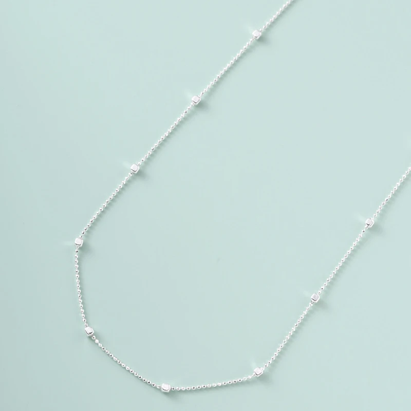 Neue S925 Silber Klassische 45CM 50CM Basic Quadratische Perlenketten Choker Massive O-förmige Halskette Gedrehte Stabkette Singapur-Kette – Detail 6