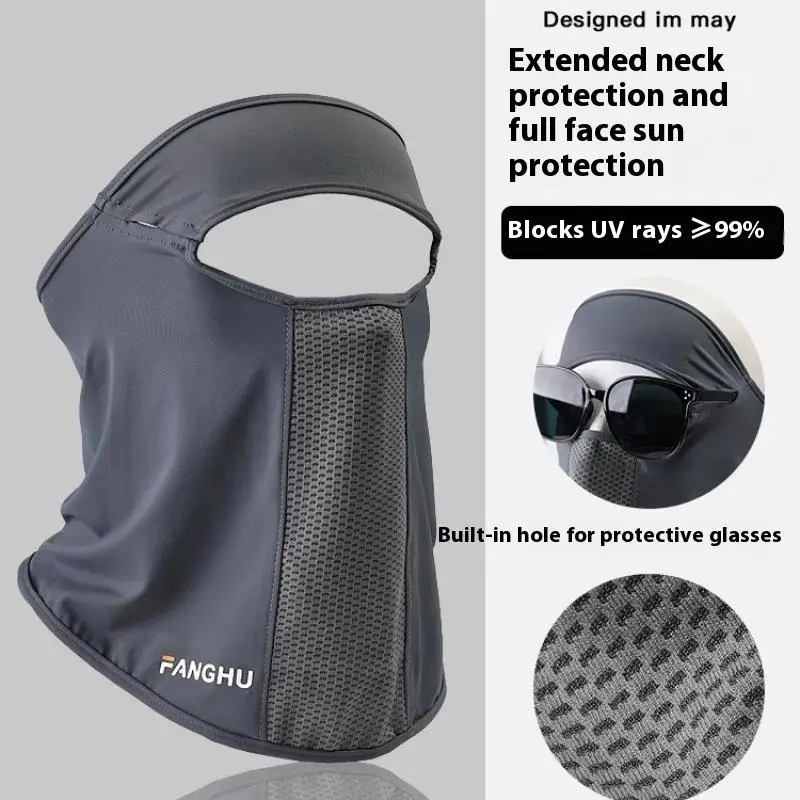 UV Protection Ice Silk Mask Sun Proof Bib Solid Color Face Cover Face Shield Summer Face Scarves Sunscreen Face Scarf Riding