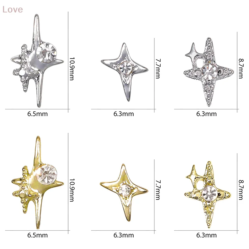 [L & P] 10 قطعة ثلاثية الأبعاد سبيكة Asterism مسمار السحر زينة ستار اكسسوارات بريق حجر الراين مسمار أجزاء مسمار مواد فنية لوازم