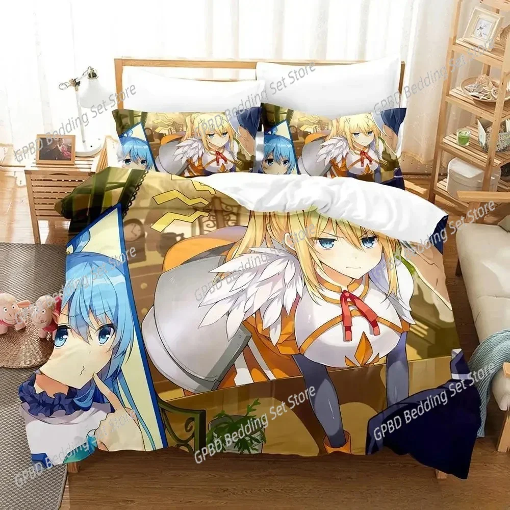Anime KonoSuba Bedding Set For Bedroom Soft Modern Bedspreads Comefortable Kids Duvet Cover Quilt Cover And Pillowcase