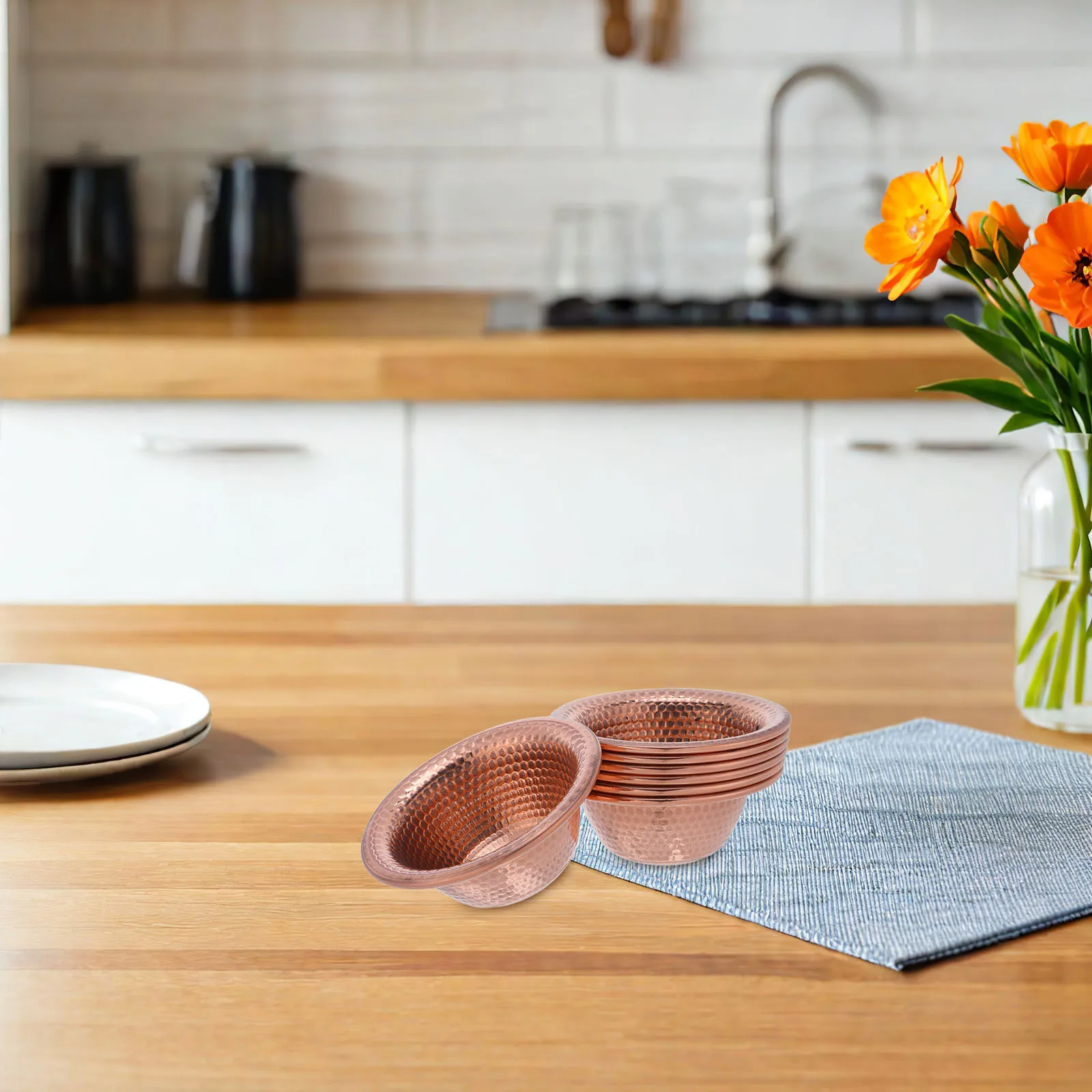 

7pcs Indian Traditional Hammered Alloy Serving Bowls For Rice Soup Vegetable Dessert Kitchen Dinner Party Serveware