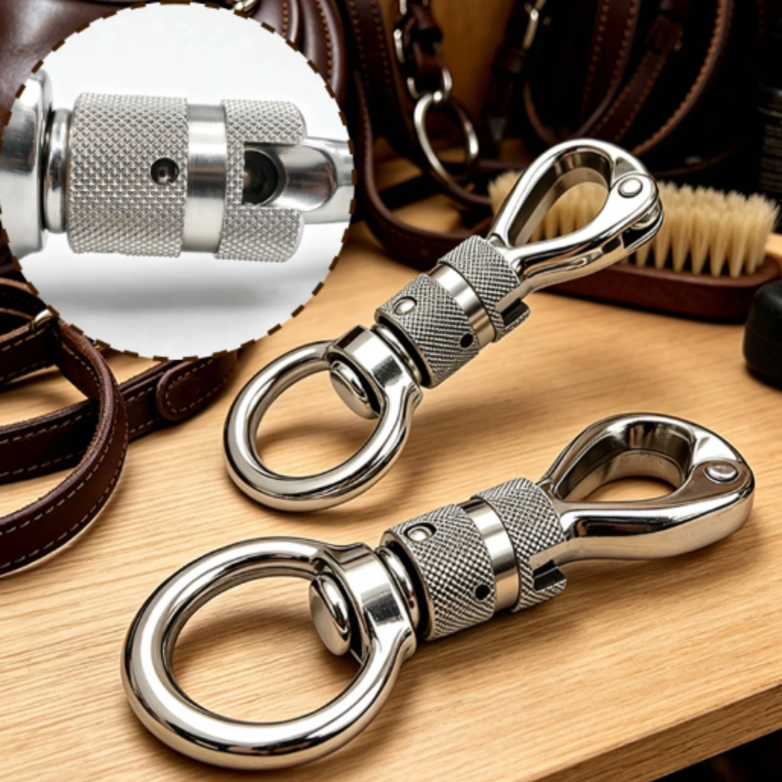 Stainless Steel Swivel Snap Hook Heavy-Duty Swivel Snap Hook Clip 360° Rotating Hardware Polished for Dog Owners, Pet Leashes