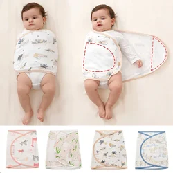 0-6 Month Cotton Baby Swaddle Wrap Anti Startle Swaddling Blanket Muslin Baby Sleeping Blanket Wrap for New Born Thin Summer