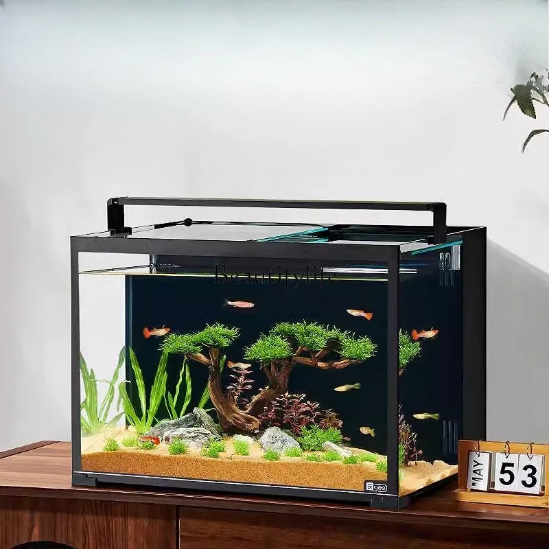 

Back filter fish tank integrated ultra-white glass tank landscaping full set living room desktop small ecology
