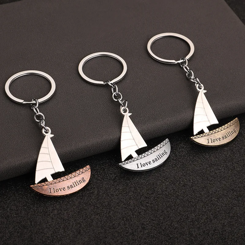 

1 Pcs fashion sailboat keychains bag charms car key chains accessories retro decor for girls purse gift womens gifts accessory