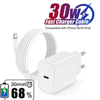PD 30W fast charger for iPhone 16 15 Pro Max Plus Fast Charging Cable for iPhone charger USB C for Apple iPad wall adapter US EU