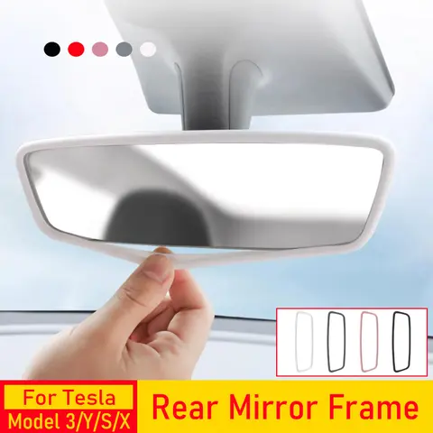 Rearview Mirror Protector Frame for Tesla Model 3 Y S X 2026 -2019 Juniper Center Console Accessories Mirror Silicone Cover Trim