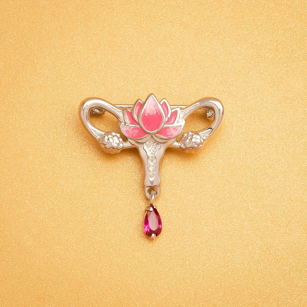 Hanreshe Woman\'s Womb Medical Jewellery Brooch Pins Gynecology Symbol of Medical Uterus Lotus Lapel Badge for Gynecologist Nurse