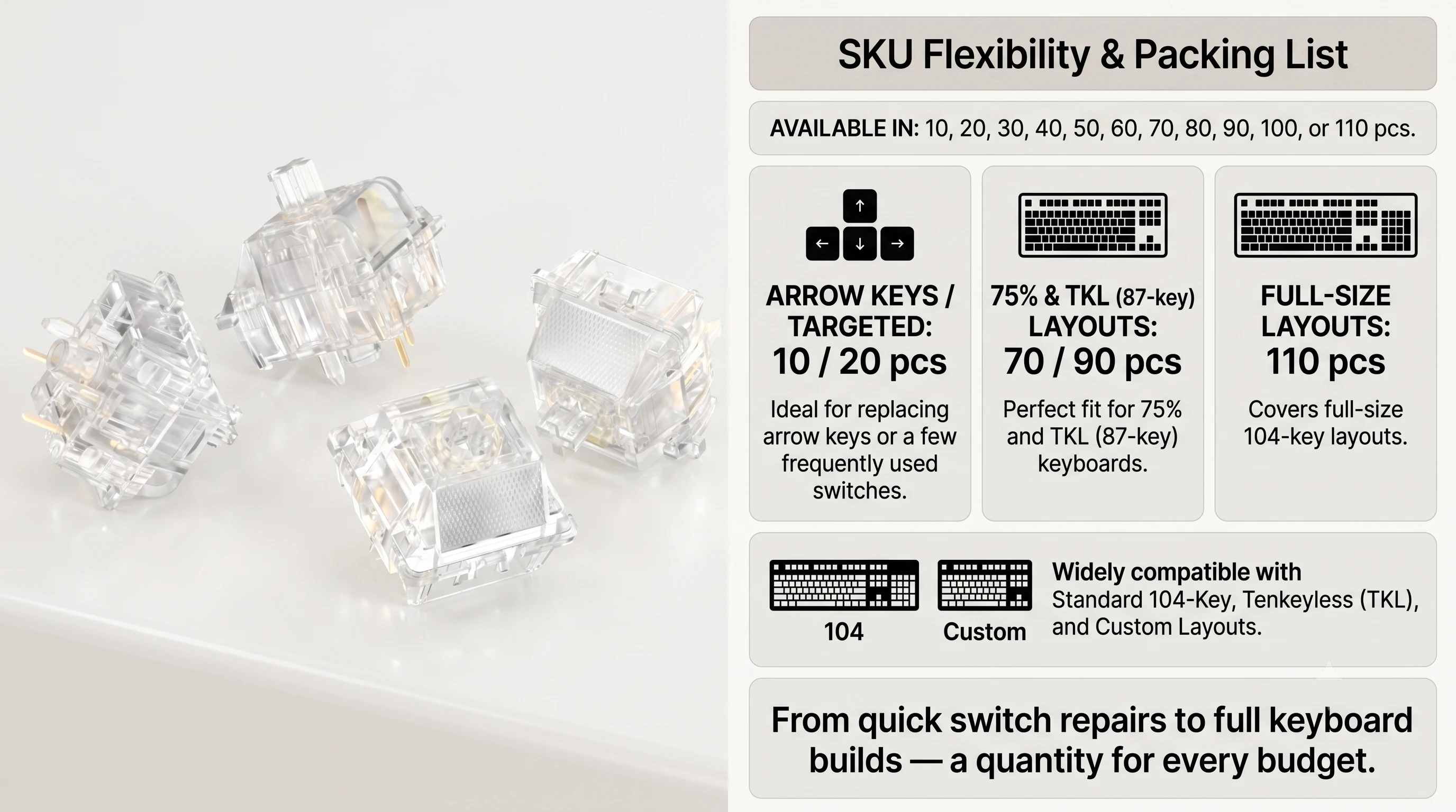 DUROCK Ice King Tactile Switches 68g Progressive Spring 5-Pin Transparent RGB Lubed T1 Mechanischer Schalter für MX-Style-Tastaturen – Detail 4