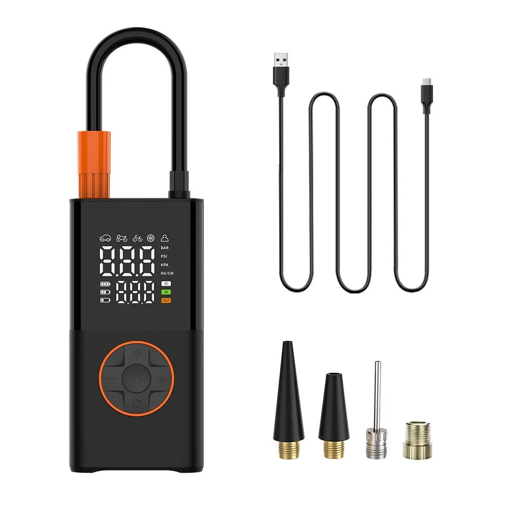 

Беспроводной перезаряжаемый мини-компрессор, портативный электрический насос для шин с двойным цифровым дисплеем