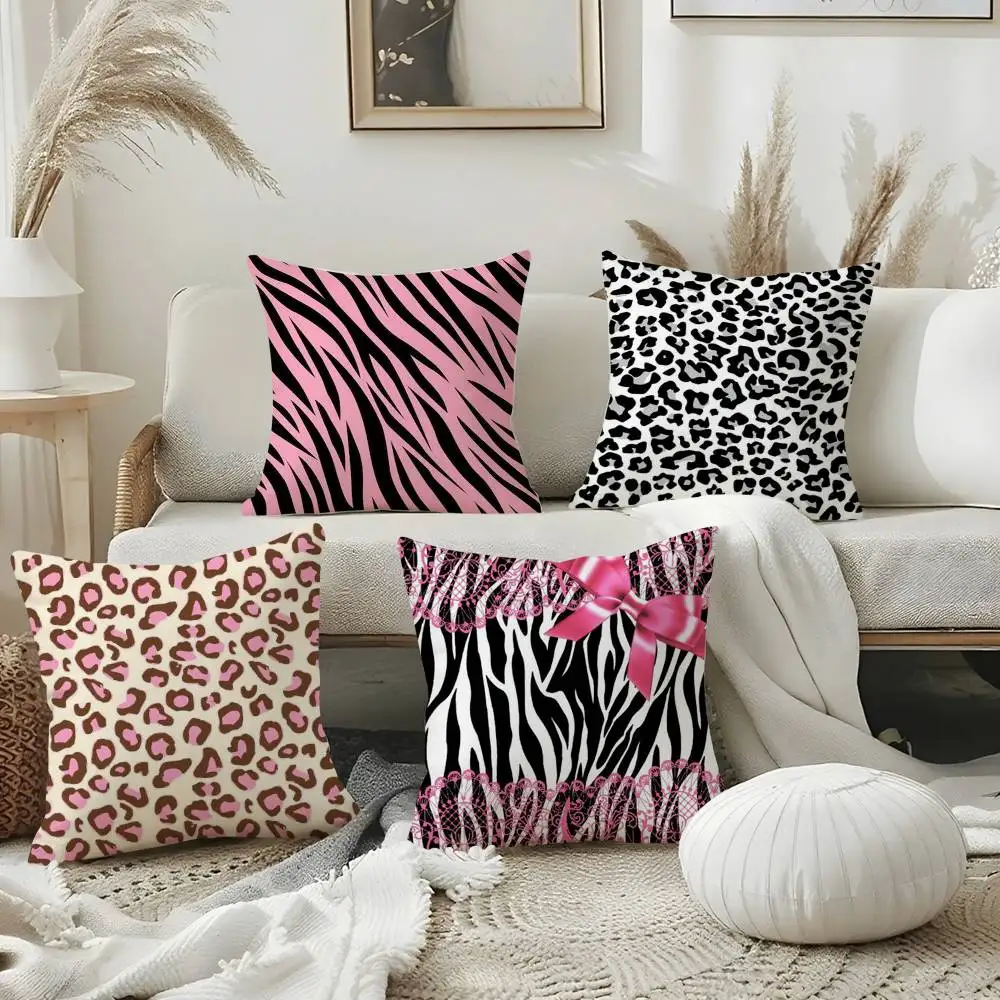 

Y2k Fashion Leopard Print Pillow Case Sofa Short Plush Double-sided HD Printing Room Home Office Gift Cushion Cover