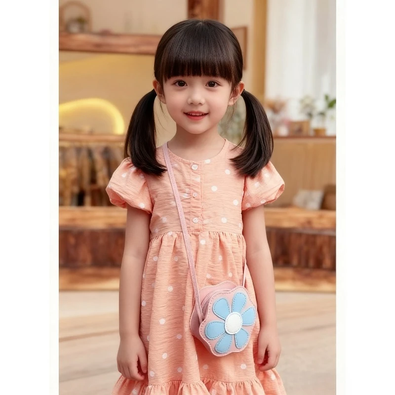 Lovely Flower Bag for Baby Girls Fashion PU Leather Childrens Princess  Purse Small Shoulder Handbag Gift Kids Backpack