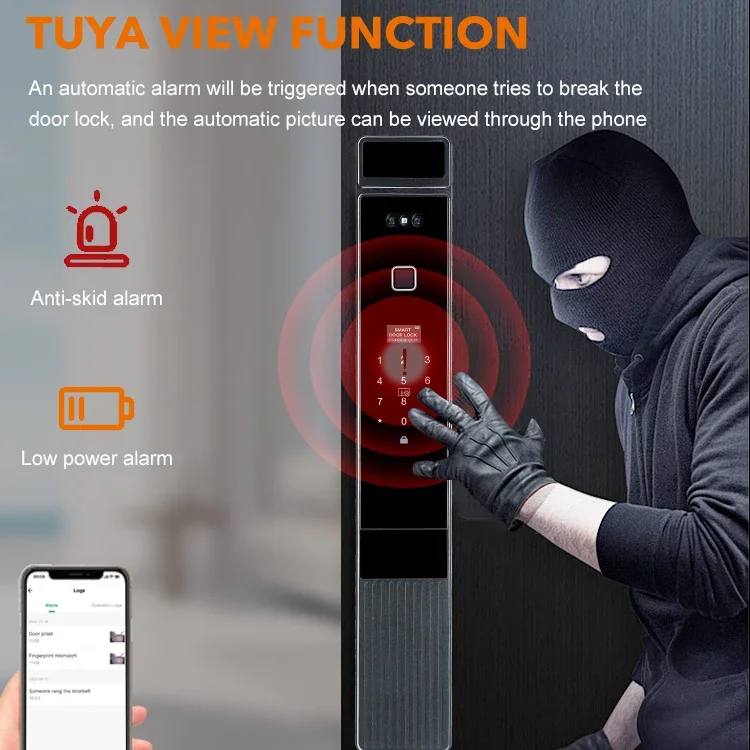 005Tuya Smart Door Lock Riconoscimento facciale 3D Serrature intelligenti automatiche con fotocamera Serratura per porta di sicurezza biometrica intelligente per impronte digitali