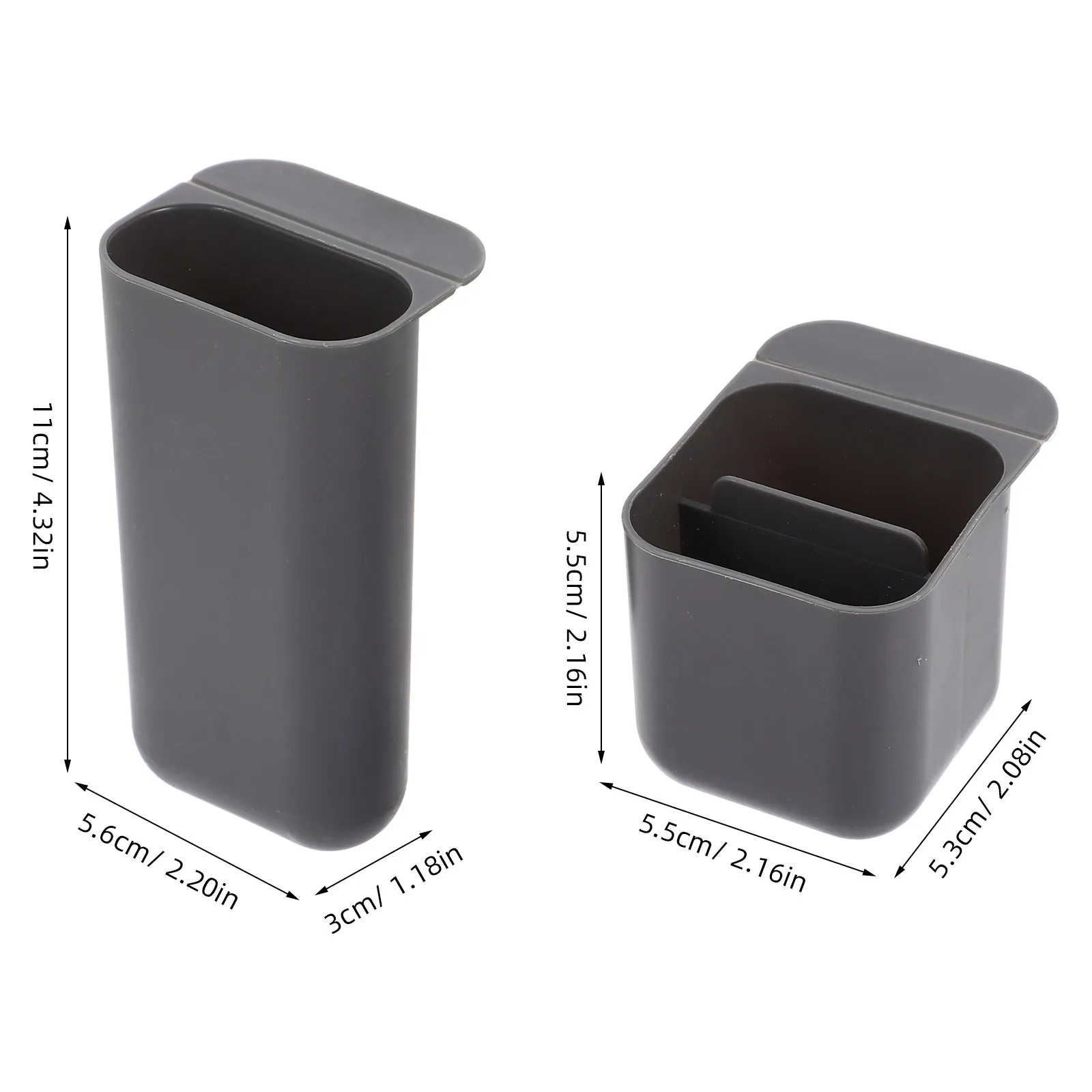 

2 pcs Screen Pen Holder Storage Box Self Adhesive Desk Edge Monitor Pen Containers Organizers Gray Color Computer Accessories
