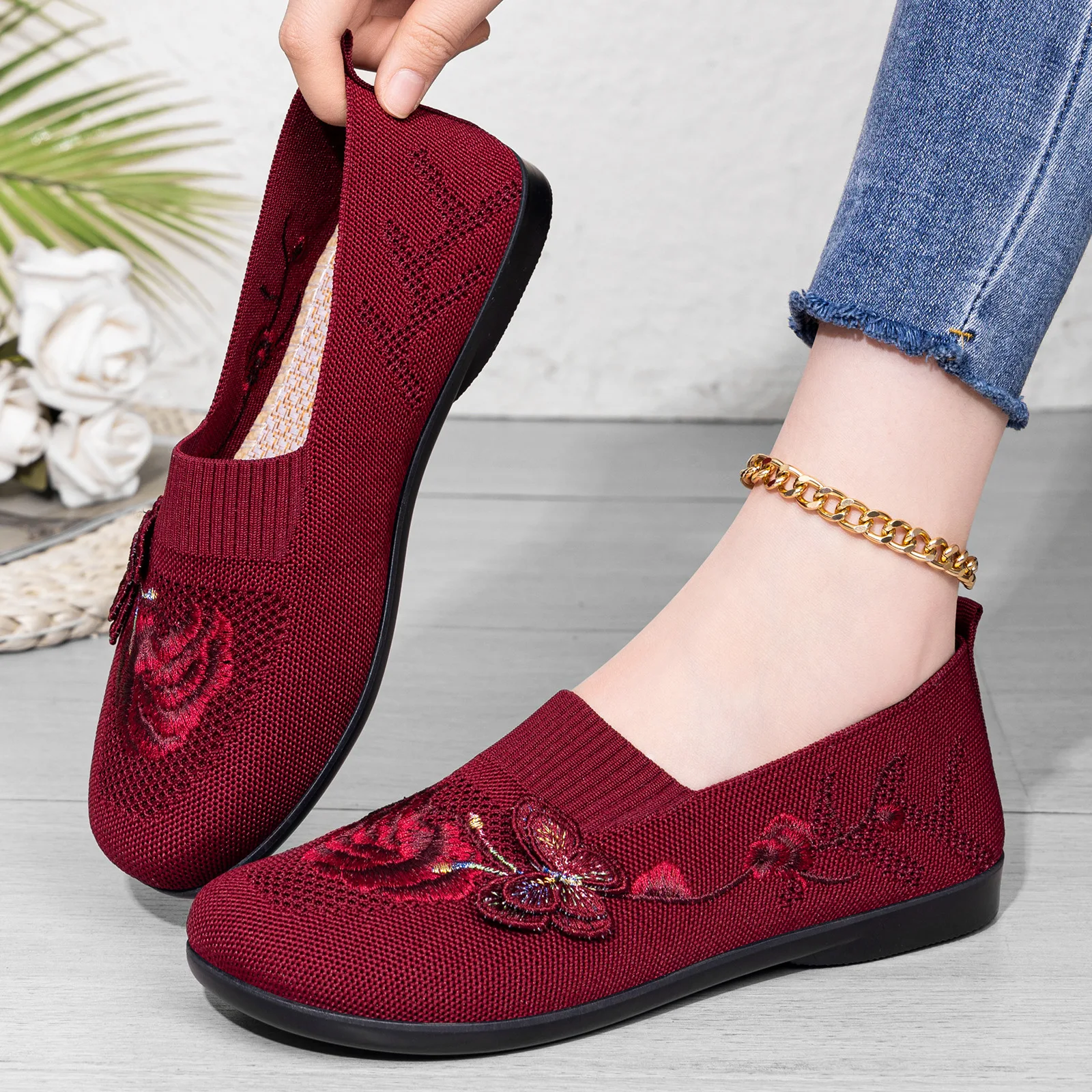 Comfortable Flat Ankle Boots For Women Breathable Butterfly Mesh_voghion.com