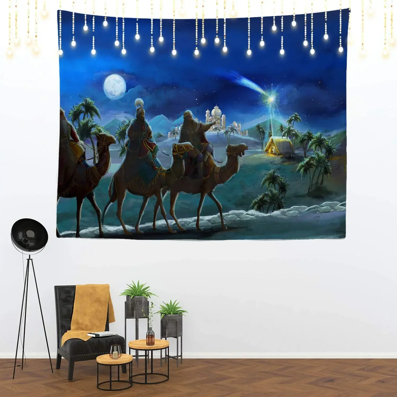 Jesus Christmas Scene Bethlehem Star Wise Men Bible Wall Hanging Tapestry Decorations