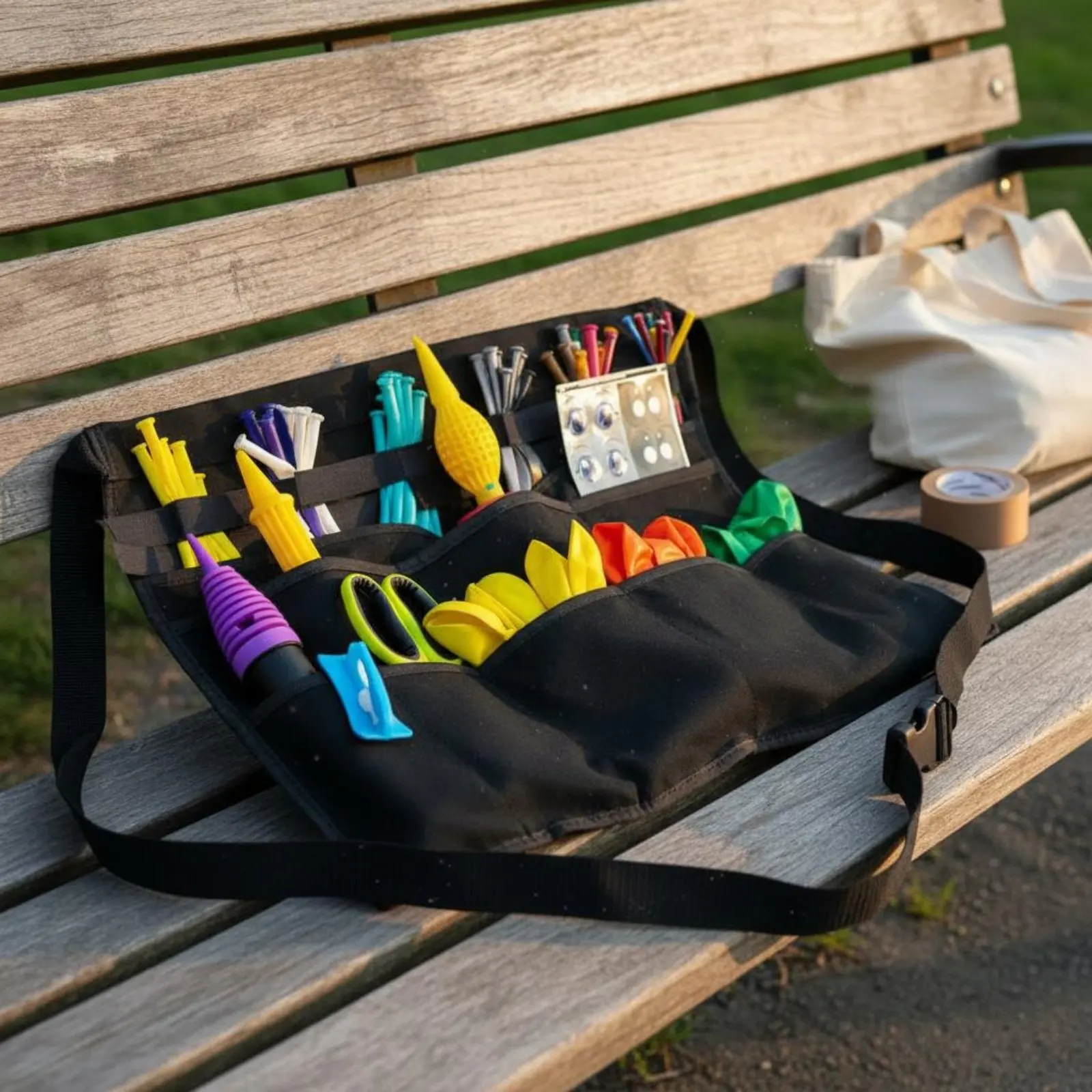clown-tool-apron-adjustable-waist-belt-balloon-organizer-apron-balloon-tool-pouch-lightweight-party-supply-water-resistant