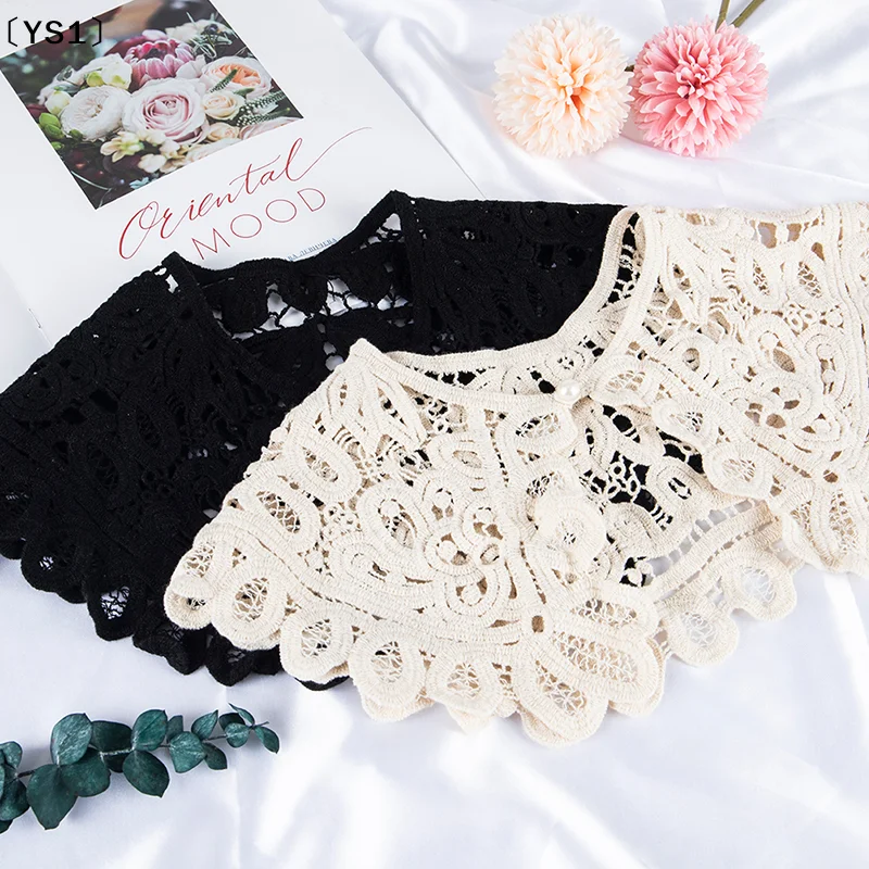 

〔YS1〕Shawl O-Neck Doll False Collar Shirt Women Hollow Crochet Lace Detachable Collar