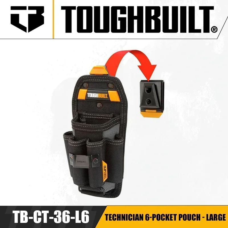 TOUGHBUILT TB-CT-36-L6 Technician 6-Pocket Pouch - Large Multi-functional Tool Bag with 6 Pockets Power Tool Accessories