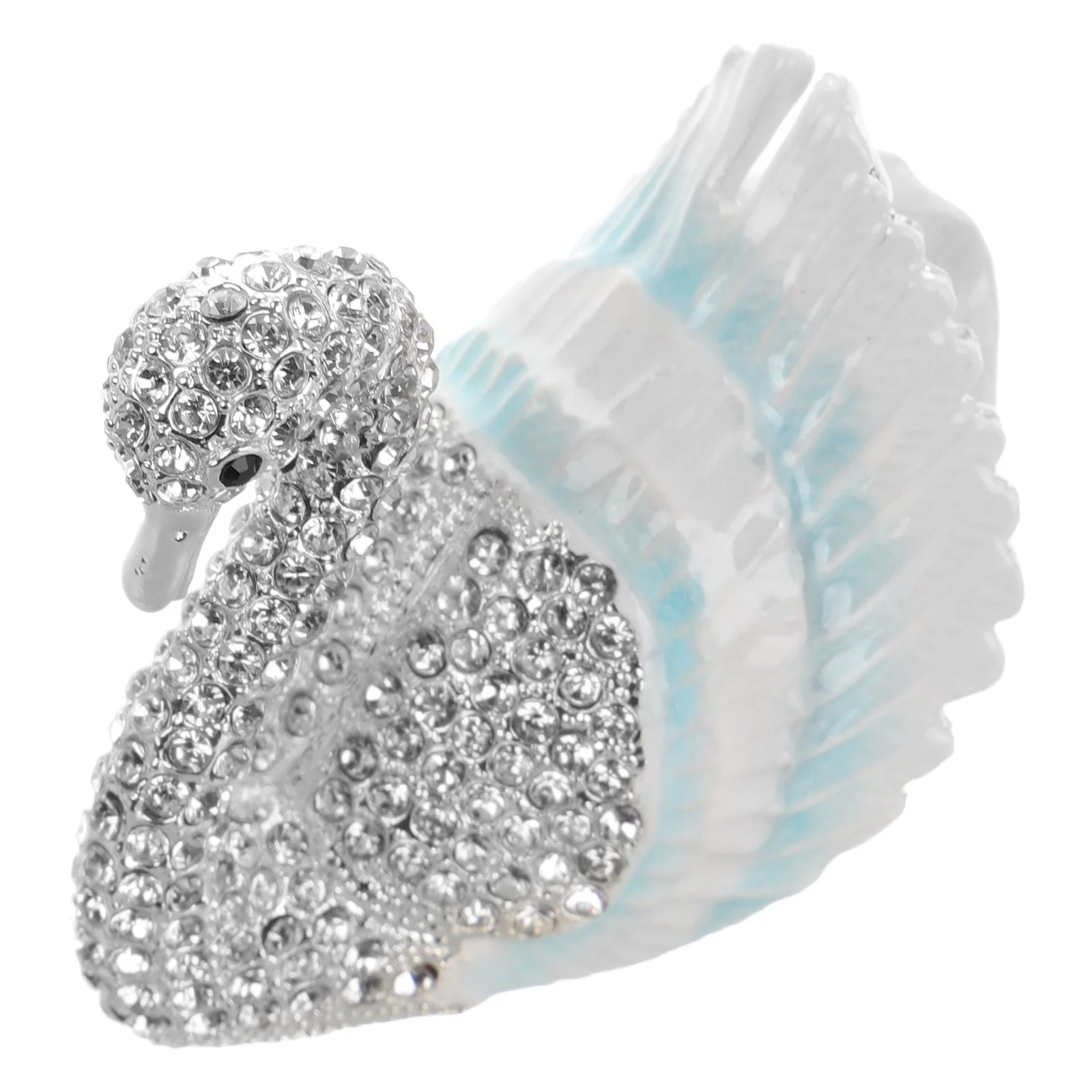 

Glitter Rhinestones Hinged Storage White Swan Animal Jewelry Holder Luxury Gift Valentine Birthday Anniversary Swan Decor Hinged