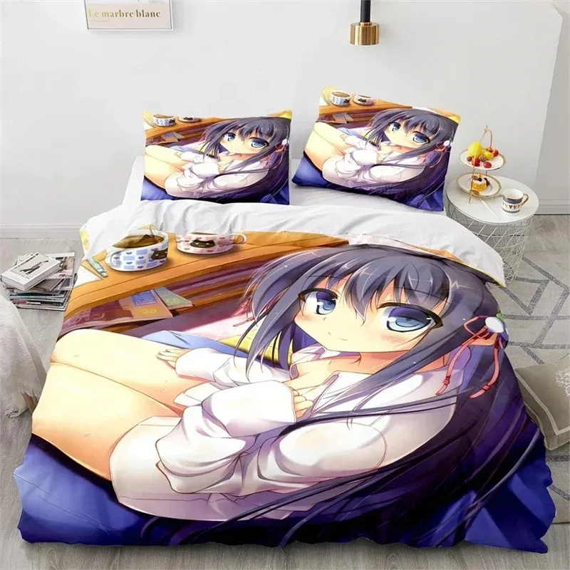 3D Print Kawaii Girl Bedding Set,Duvet Cover Comforter Bed Set Quilt Cover Pillowcase,King Queen Twin Size Boys Girls Adultse