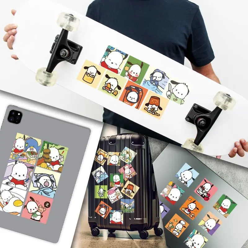 60 قطعة سانريو أنيمي الكرتون لطيف Pochacco ملصقات الغذاء الثلاجة قضية الهاتف الخليوي المحمول الغيتار ملصقات الكمبيوتر